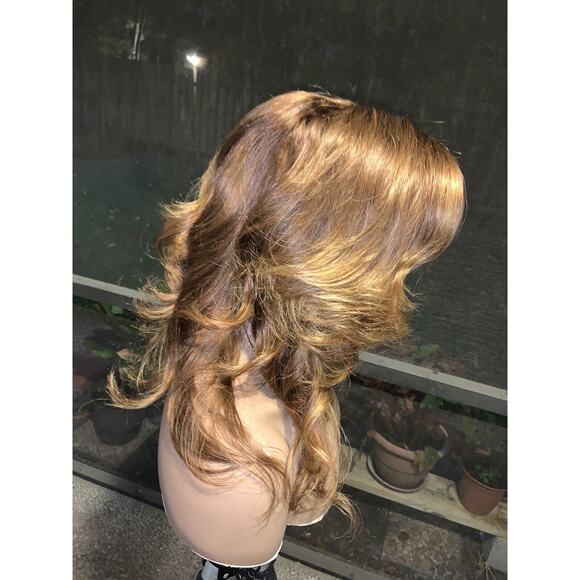 Custom Colored Chestnut Light Brown Honey Brown Frontal Wig 16 Inches 250% dens - Picture 5 of 9